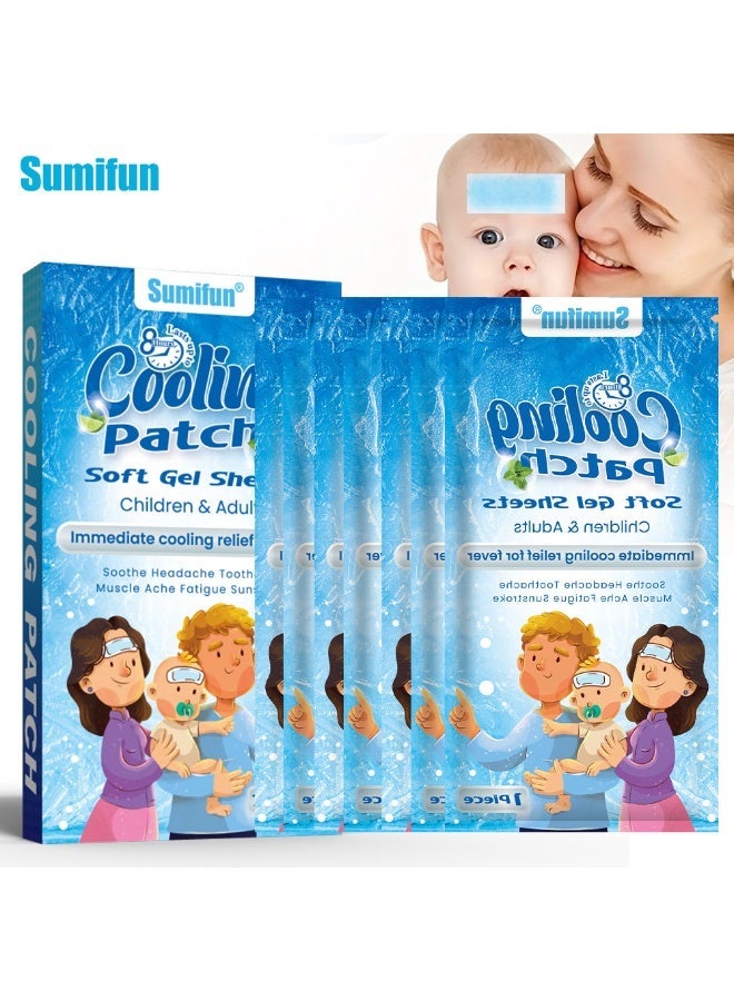 سوميفون SUMIFUN تبريد هلام بقع - للأطفال والكبار ، تخفيف الحمى الفورية ، تبريد طويل الأمد ، لطيف الجلد الصديقة ، يمكن التخلص منها الحمى الحد من بقع للمنزل والسفر ، SUMIFUN الباردة ملصق التبريد ملصق 7 قطع - Image 1